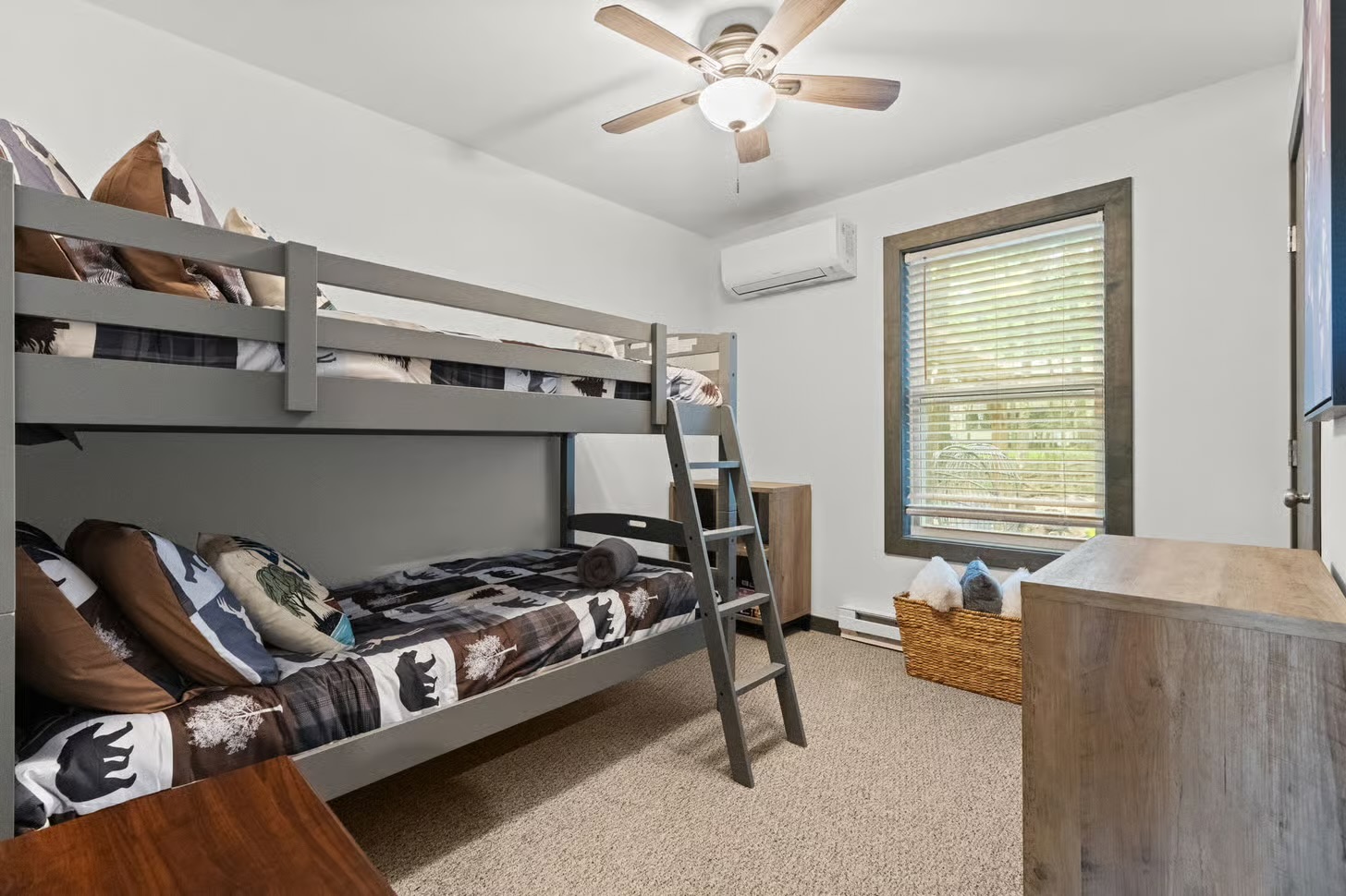 Bunk room with lodge bedding
